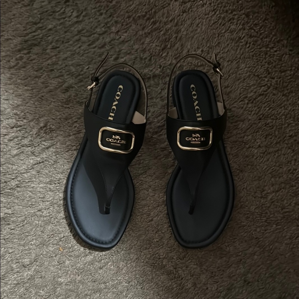 Coach Black Sandals with Gold Accents